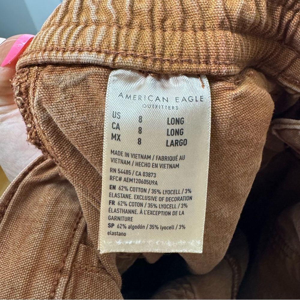 American Eagle Stretch Cargo Straight Pant Burnt Orange 8 Long - Picture 12 of 13